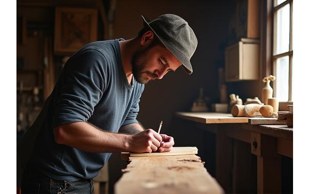Fondateur de ForêtÉclair travaillant le bois